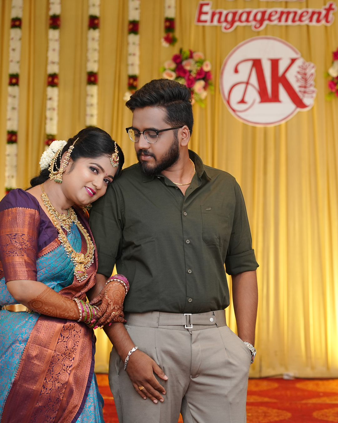 Engagement Photoshoot Ajithkumar 💞 Kowselya’s Magical Moments Captured by AK Photography
